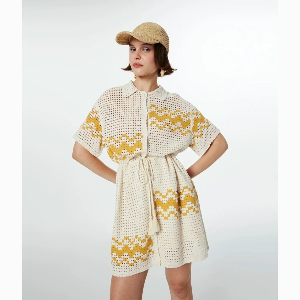 Twist Crochet Shirt Dress Size 4